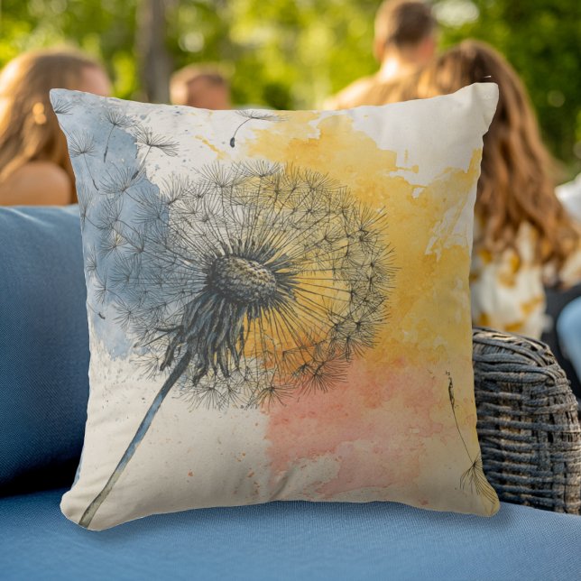 Watercolor Dandelion Throw Pillow (Creator Uploaded)