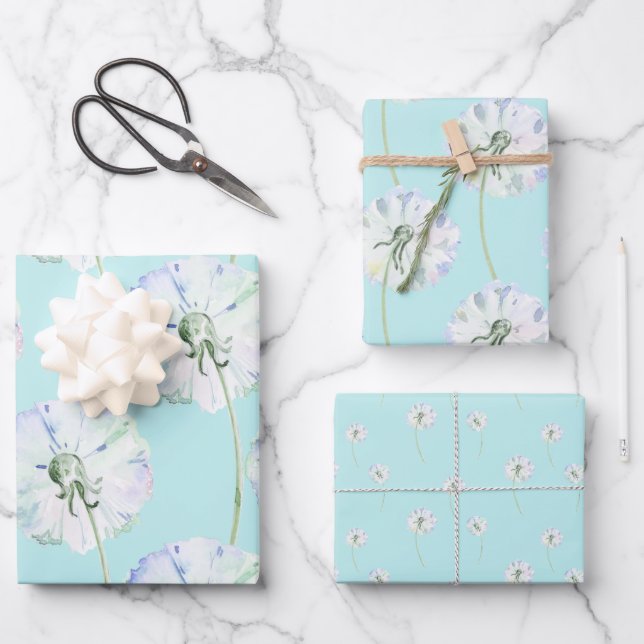 Watercolor Dandelion Wrapping Paper Sheets (Front)