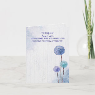 Watercolor Dandelions Sympathy Thank You Card