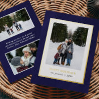 Watercolor Dark Blue Frame 3 Photos Christmas