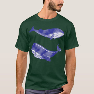 watercolor dark blue ocean whale T-Shirt