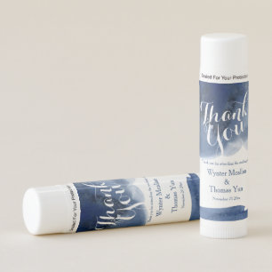 Watercolor dark blue wedding party favor lip balm