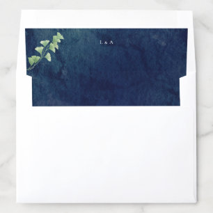 Watercolor Dark Blue with Greenery Modern Envelope Liner