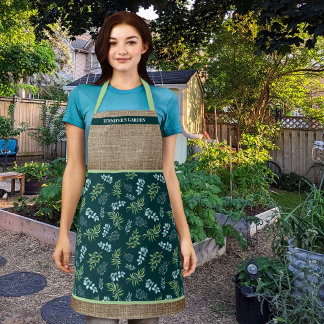 Watercolor Dark Floral Garden Personalized Apron