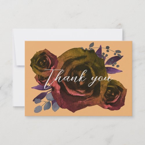 Watercolor Dark Rose Modern Goth Thank You Card