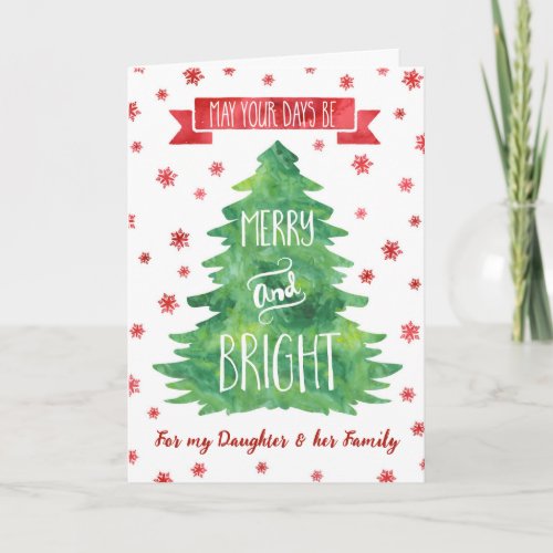Watercolor Daughter  Family Merry Christmas Card