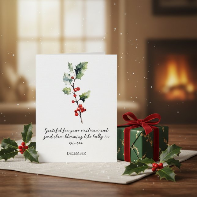 WATERCOLOR DECEMBER HOLLY BIRTH FLOWER HOLIDAY CARD (Creator Uploaded)