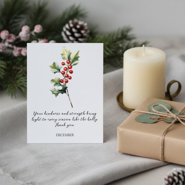 WATERCOLOR DECEMBER HOLLY BIRTH FLOWER POSTCARD (Creator Uploaded)