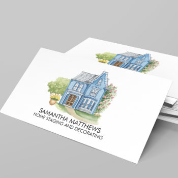 Watercolor Decorating Home Staging House Business Card by ColorFlowCreations at Zazzle