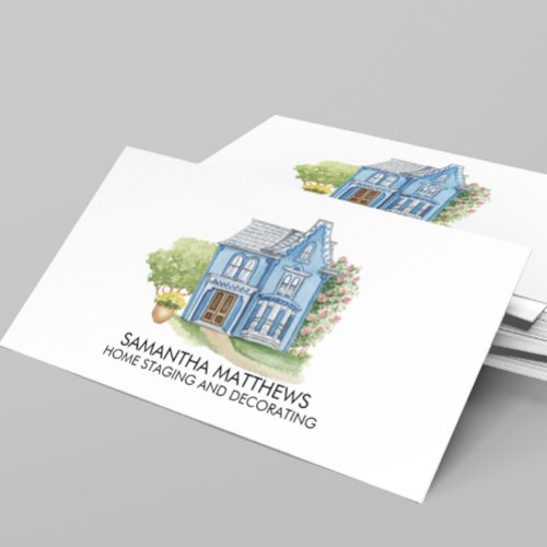 Watercolor Decorating Home Staging House Business Card