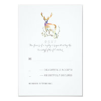 Watercolor Deer Antlers Wedding RSVP Cards