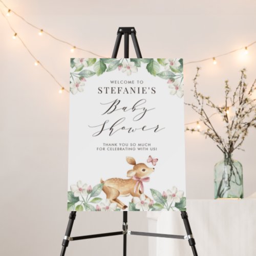 Watercolor Deer Baby Girl Woodland Baby Shower Foam Board