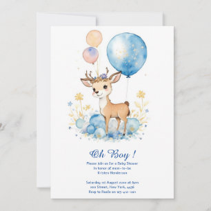 Watercolor Deer Baby Shower Invitation
