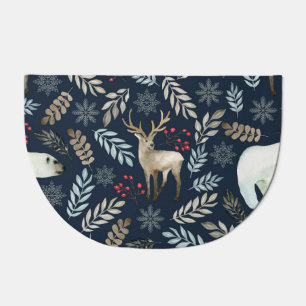 Watercolor Deer Bear Hand Drawn Doormat
