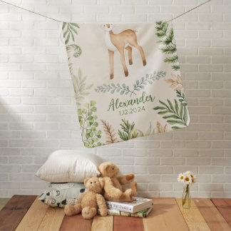 Watercolor Deer Custom Name Baby Blanket