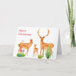 Watercolor Deer Family Christmas Card