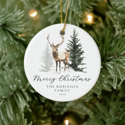 Watercolor Deer Family Christmas Ornament