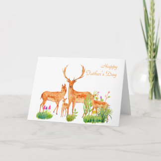Watercolor Deer Family Father's day Card