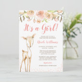 Watercolor Deer Girl Baby Shower Invitations | Zazzle