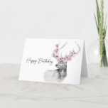 Watercolor Deer Happy Birthday Greeting Card at Zazzle