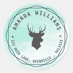 Watercolor Deer Head Stag Custom Address Labels