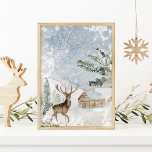 Watercolor Deer in Winter Forest Christmas Poster<br><div class="desc">Watercolor Deer in Winter Forest Christmas Poster</div>