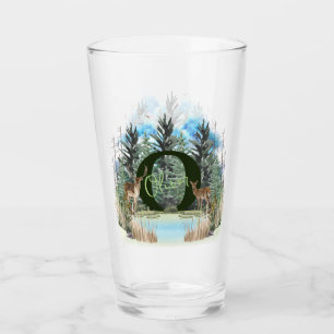 Watercolor Deer Personalized Monogram Letter O Glass