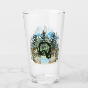 Watercolor Deer Personalized Monogram Letter Q Glass