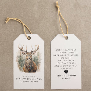 Watercolor Deer Personalized Reindeer Christmas Gift Tags