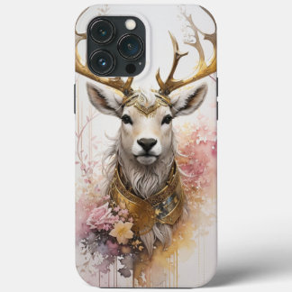 Watercolor Deer Pink colors Modern Modern Floral iPhone 13 Pro Max Case