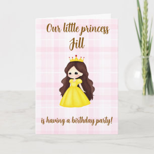 Watercolor Deer Princess Birthday Party For Girl Card