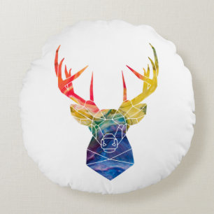Watercolor deer  round pillow