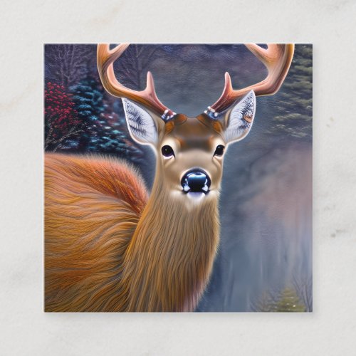 Watercolor Deer Square Business Card