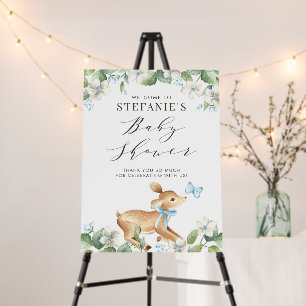 Watercolor Deer with Blue Bow Woodland Baby Shower Foam Board