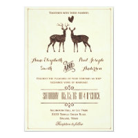 Watercolor Deers wedding invitation