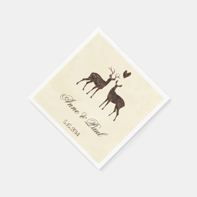 Watercolor Deers Wedding Napkin