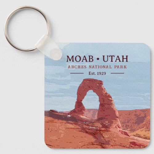Watercolor  Delicate Arch Moab Utah National Park Keychain