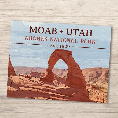 Watercolor  Delicate Arch Moab Utah National Park Postcard