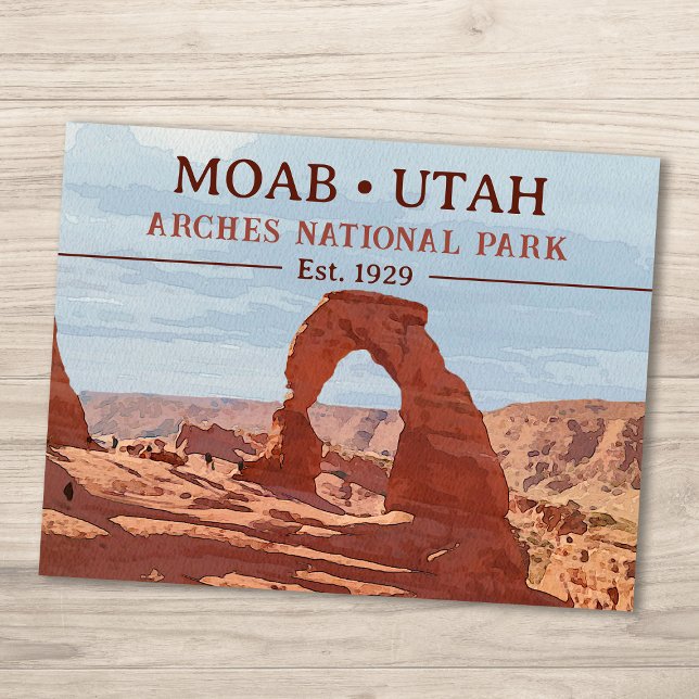 Watercolor  Delicate Arch Moab Utah National Park Postcard (Creator Uploaded)