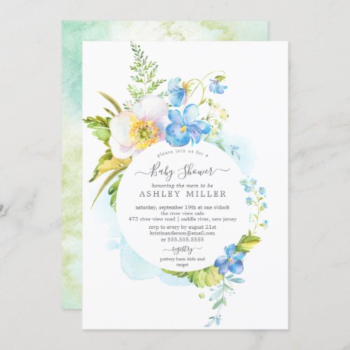 Watercolor Delicate Floral Baby Shower Invitation