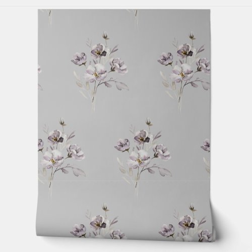 watercolor delicate flower muted purple wallpaper 
