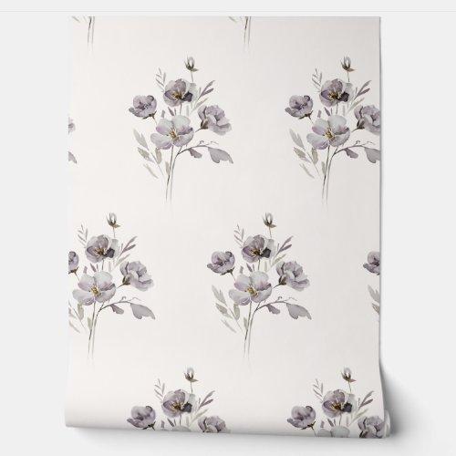 watercolor delicate flower muted purple wallpaper 