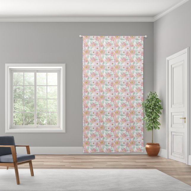 Watercolor delicate flowers. blackout curtains (Wide)