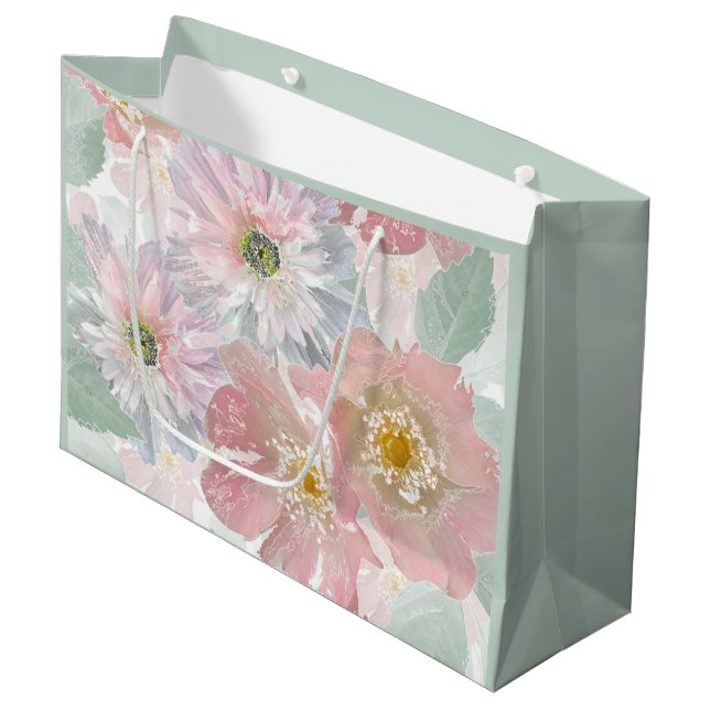 Watercolor delicate flowers. large gift bag (Front Angled)