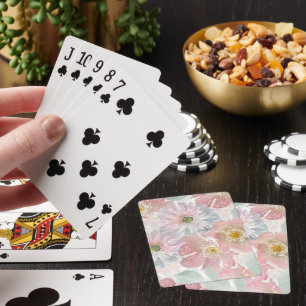Watercolor delicate flowers. poker cards