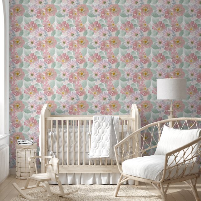 Watercolor delicate flowers.  wallpaper  (Kids)