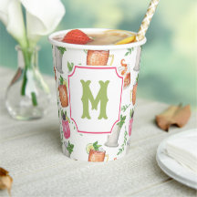 Watercolor Derby Day Mint Julep Drinks Monogram