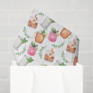 Watercolor Derby Day Mint Julep Drinks Tissue Paper