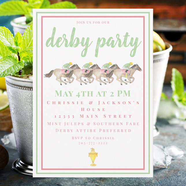 Watercolor Derby Party Horse Racing Cup Invitation (Creator Uploaded)