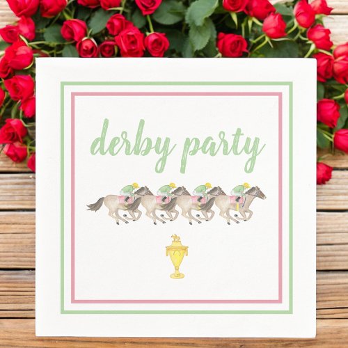 Watercolor Derby Party Horse Racing Cup Napkins
